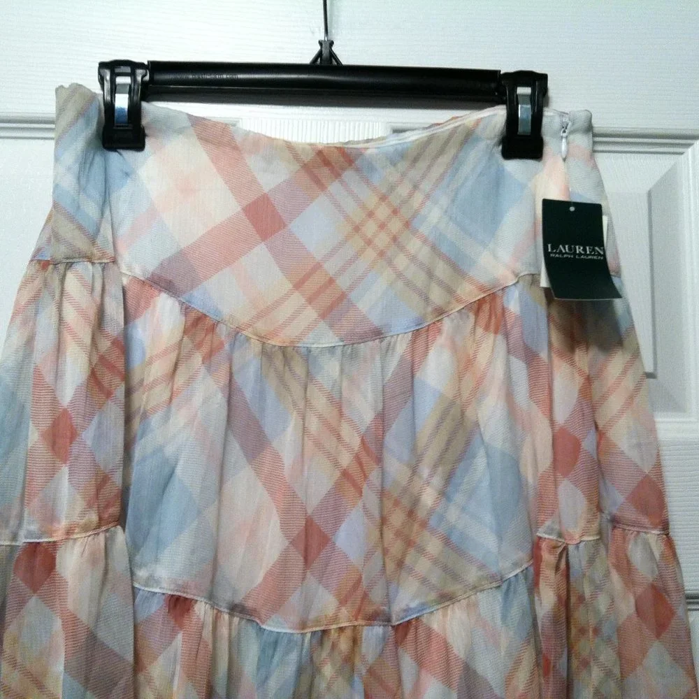 RALPH LAUREN WOMEN'S NEW CREAM 100%POLYESTER SKIRT SIZE: 6